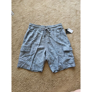 Saks Fifth Avenue Linen Blend Cargo Shorts Navy Blue Small